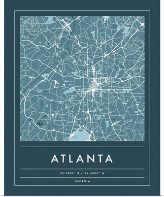 Navy Minimal City Map Of Atlanta