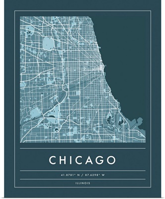 Navy Minimal City Map Of Chicago