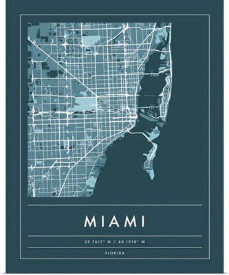 Navy Minimal City Map Of Miami