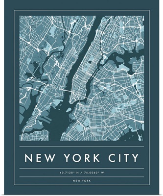 Navy Minimal City Map Of New York City