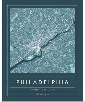 Navy Minimal City Map Of Philadelphia
