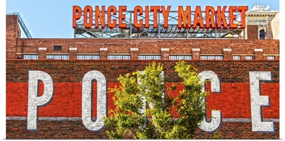 Neon letters and a mural at Ponce City Market in Atlanta, Georgia