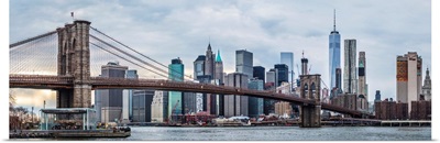 New York City Skyline with Brooklyn Bridge in Foreground