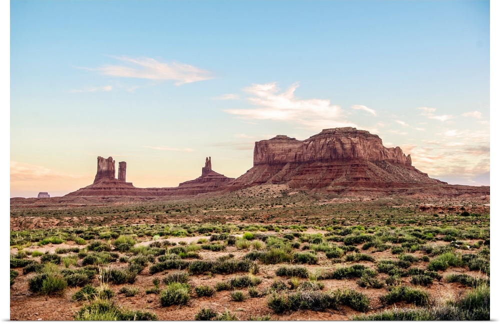 North view of Brighams Tomb and Stagecoach rock formation in Monument Valley, Utah.