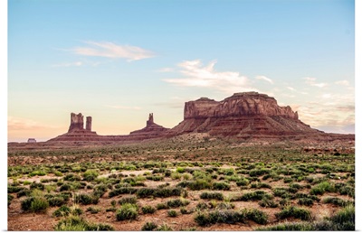 North View Of Brighams Tomb And Stagecoach Rock Formation, Monument Valley, Utah