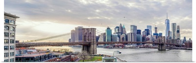 Panoramic View Of The Brooklyn Bridge in New York