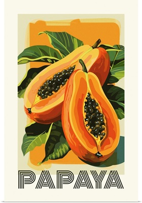 Papaya - Retro Food Advertising Poster