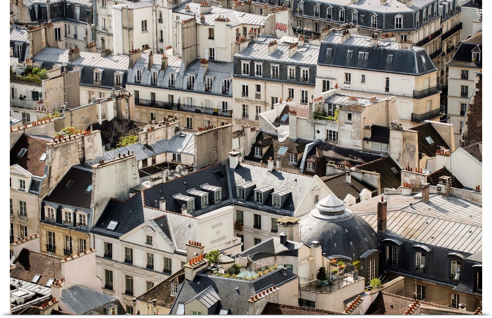 Aerial photograph of roof tops in Paris, France