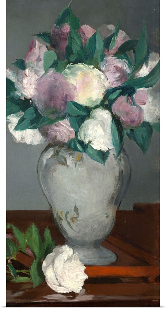 This picture belongs to a series of peonies that Manet painted in 1864-65. Reportedly his favorite flower, Manet grew peon...
