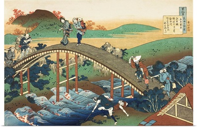 People Crossing An Arched Bridge
