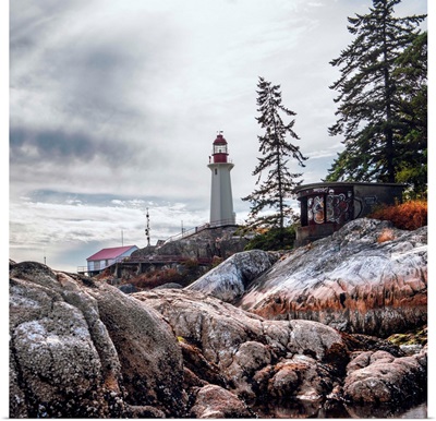 Point Atkinson Lighthouse And Rocky Shore, Vancouver, British Columbia, Canada