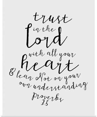 Proverbs 3:5 - Scripture Art in Black and White