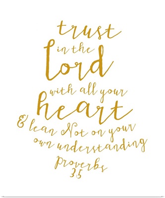 Proverbs 3:5 - Scripture Art in Gold and White