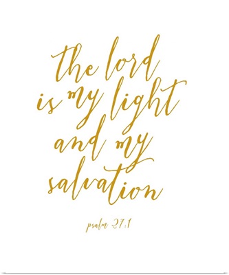 Psalm 27:1 - Scripture Art in Gold and White