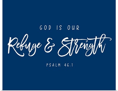 Psalm 46:1 - Scripture Art in White and Navy