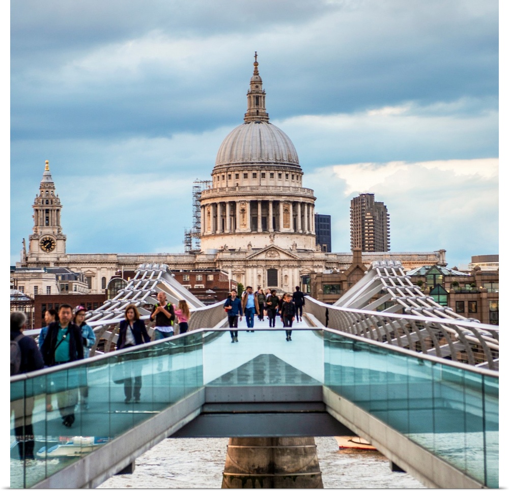 Square photograph of Saint Paul's Cathedral taken from the Millennium Bridge in London, England.