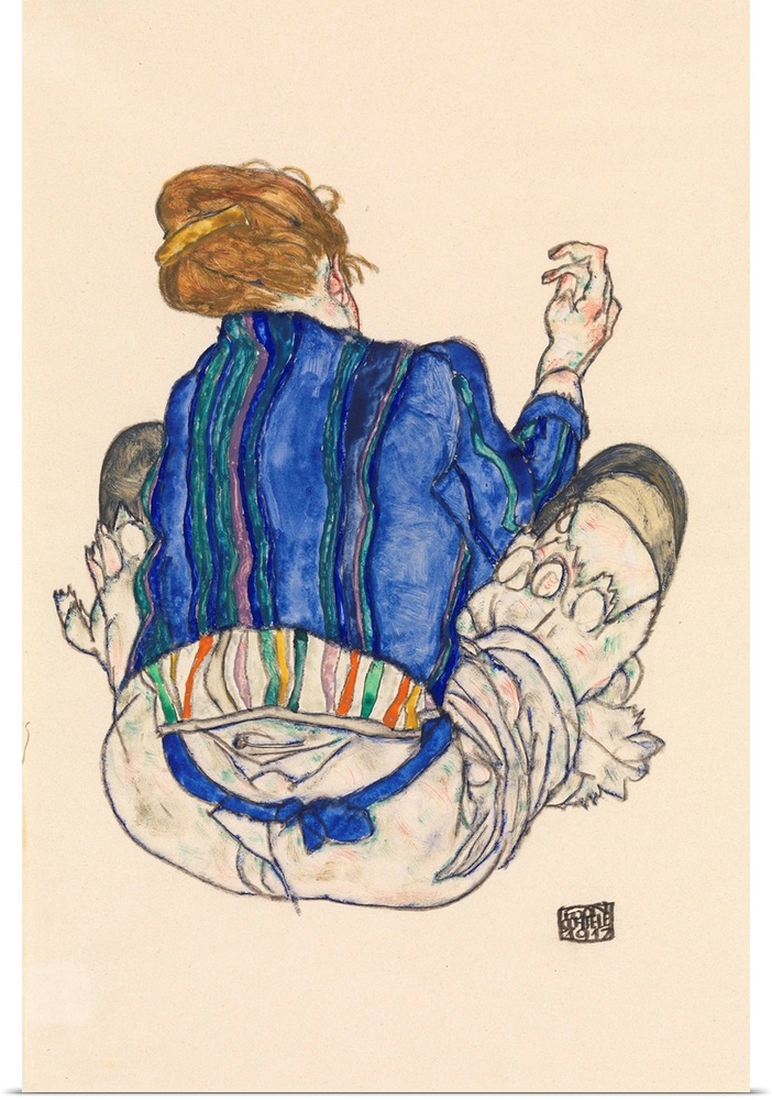 The psychological intensity of Schiele's self-portraits is rarely encountered in his numerous studies of young women - man...