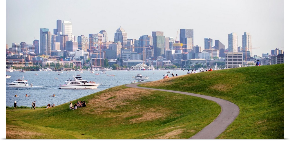 View of Seattle's city skyline from Gas Works Park in Seattle, Washington.