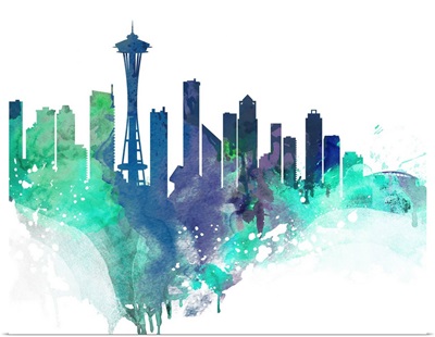 Seattle Watercolor Cityscape II