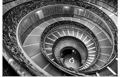 Spiral Staircase, Vatican Historical Museum, Vatican City, Italy - Black and White