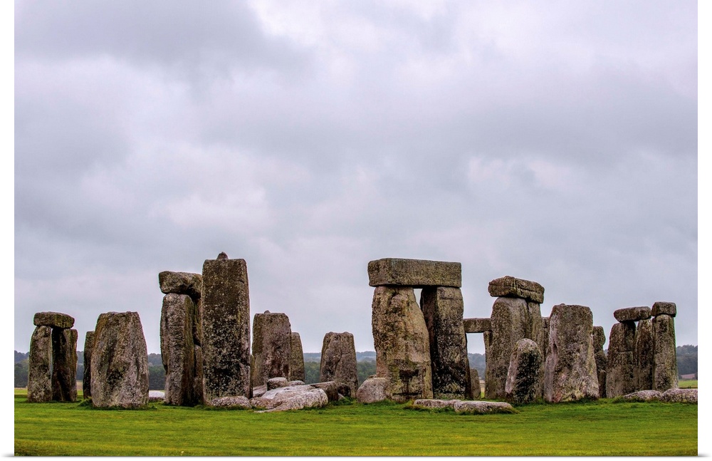Horizontal photograph of Stonehenge, a prehistoric monument and now a historic landmark in Wiltshire, England, United King...