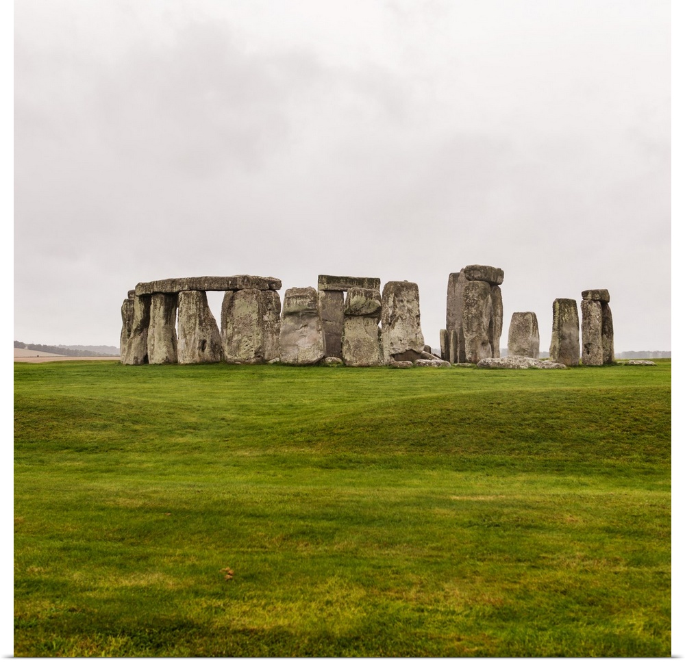 Square photograph of Stonehenge, a prehistoric monument and now a historic landmark in Wiltshire, England, United Kingdom.