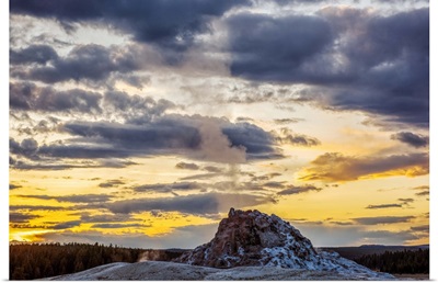 Sunset Over Yellowstone National Park With Dramatic Clouds