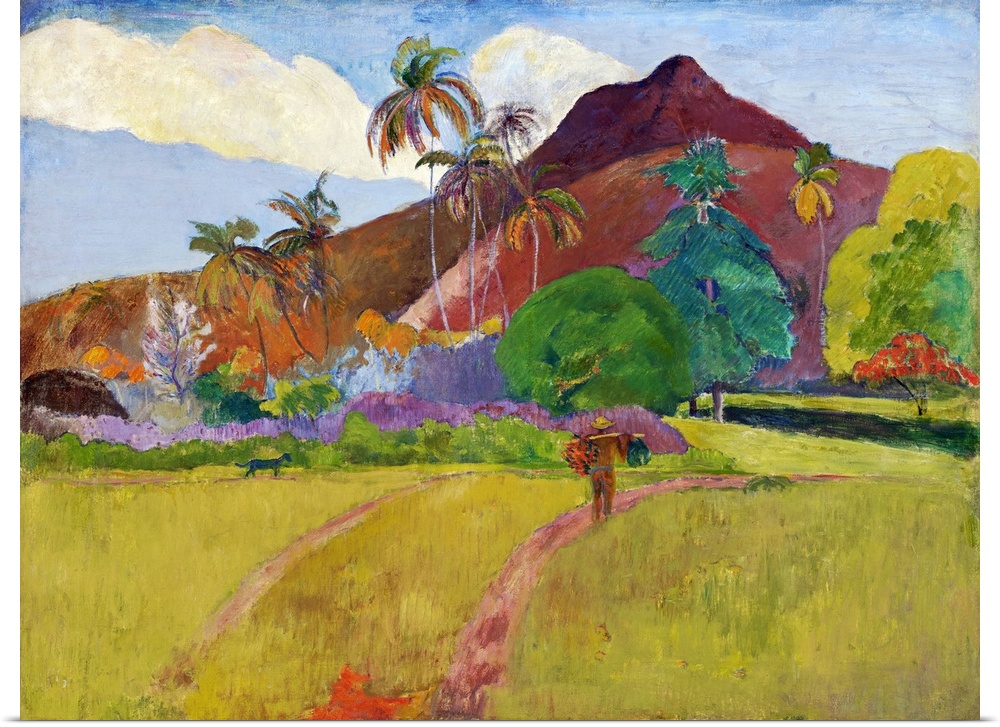 Paul Gauguin's Tahitian Landscape (1891) famous painting.