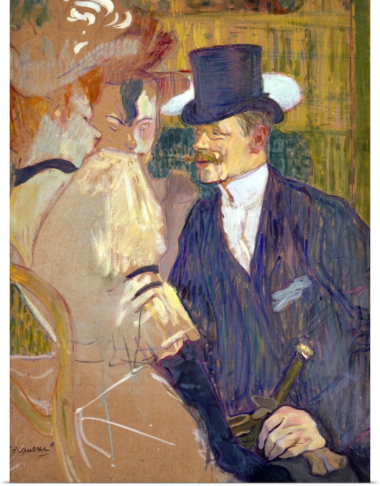 William Tom Warrener, an English painter and friend of Lautrec's, appears as a top-hatted gentleman chatting up two female...