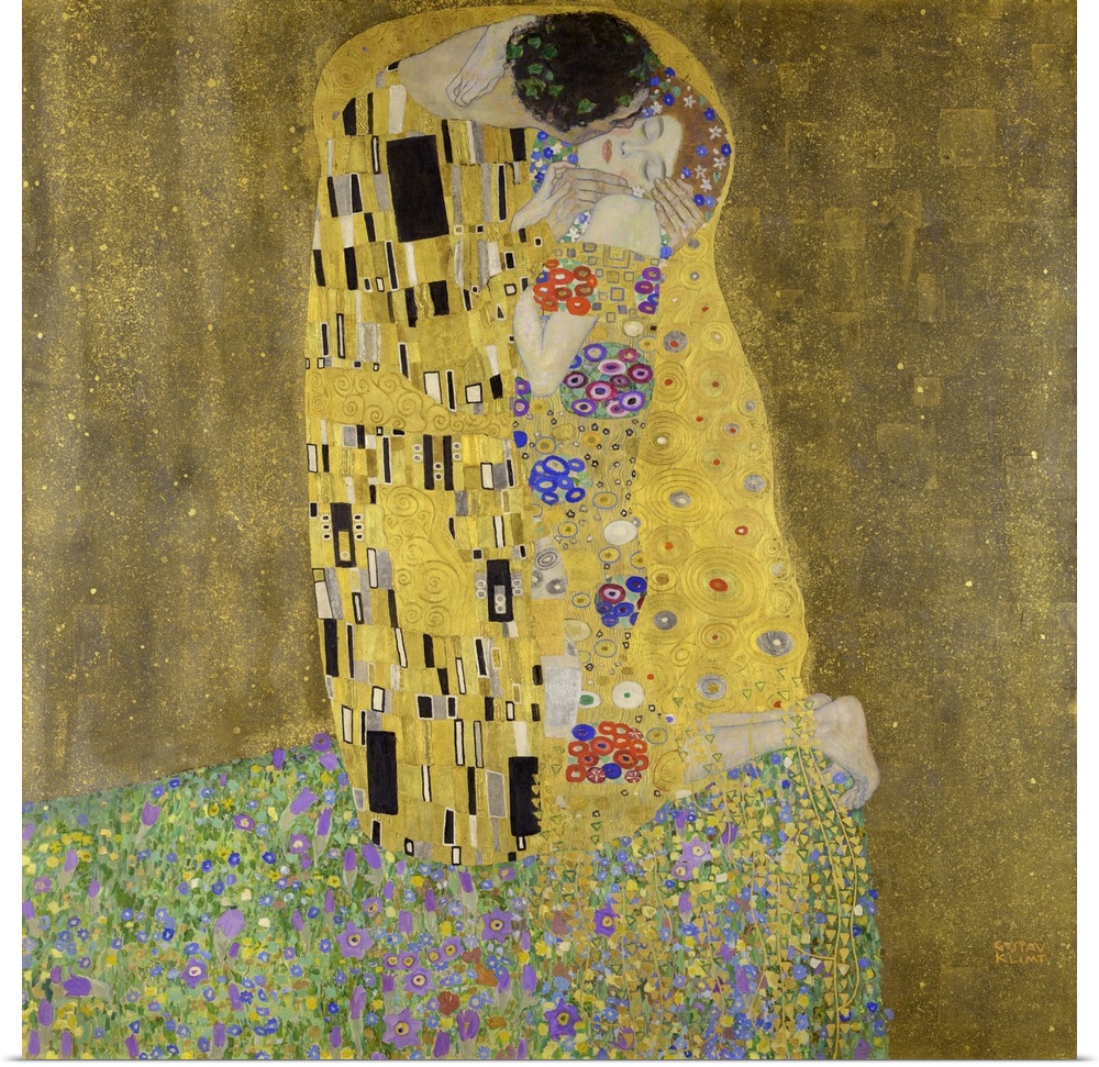 Gustav Klimt's The Kiss (1907 - 1908) famous painting.