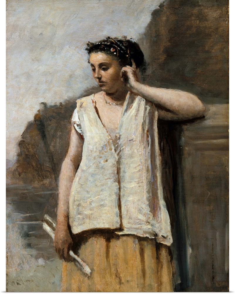 The model for this work may have been Emma Dobigny, who often sat for Corot at the end of his career. Corot painted four o...