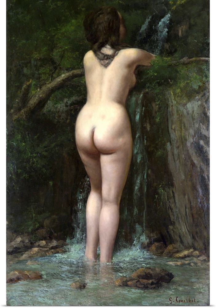 This nude is painted in an unflinchingly naturalistic style and is devoid of the trappings of academic allegory to which t...