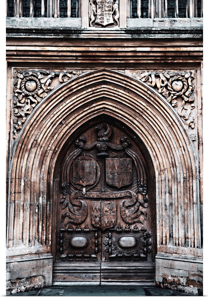 View of The West Door of a Parish Church in Bath, England.