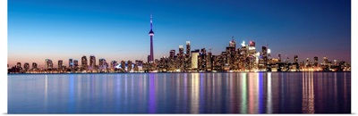 Toronto City Skyline with CN Tower, at Night