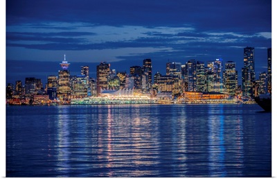 Vancouver Skyline At Night, British Columbia, Canada