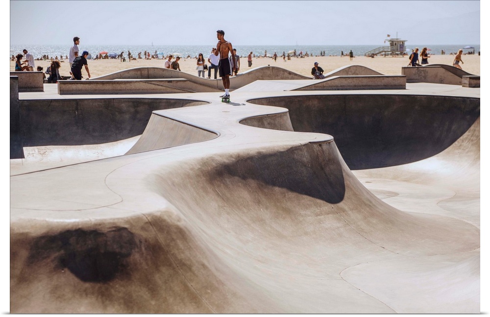A popular hangout, Venice's skate park is right off of Venice Beach in Los Angeles.