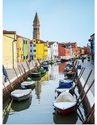 Vibrant Canal in the Venetian Lagoon, Burano, Venice, Italy, Europe