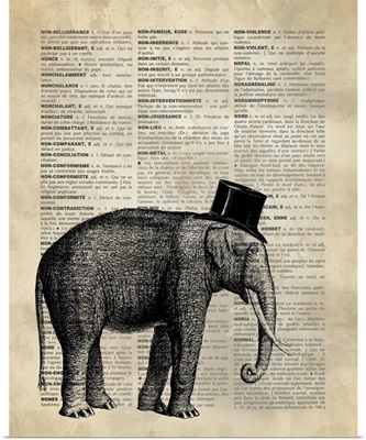 Vintage Dictionary Art: Elephant
