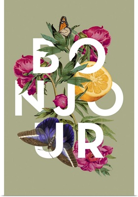 Vintage Floral Collage - Bonjour