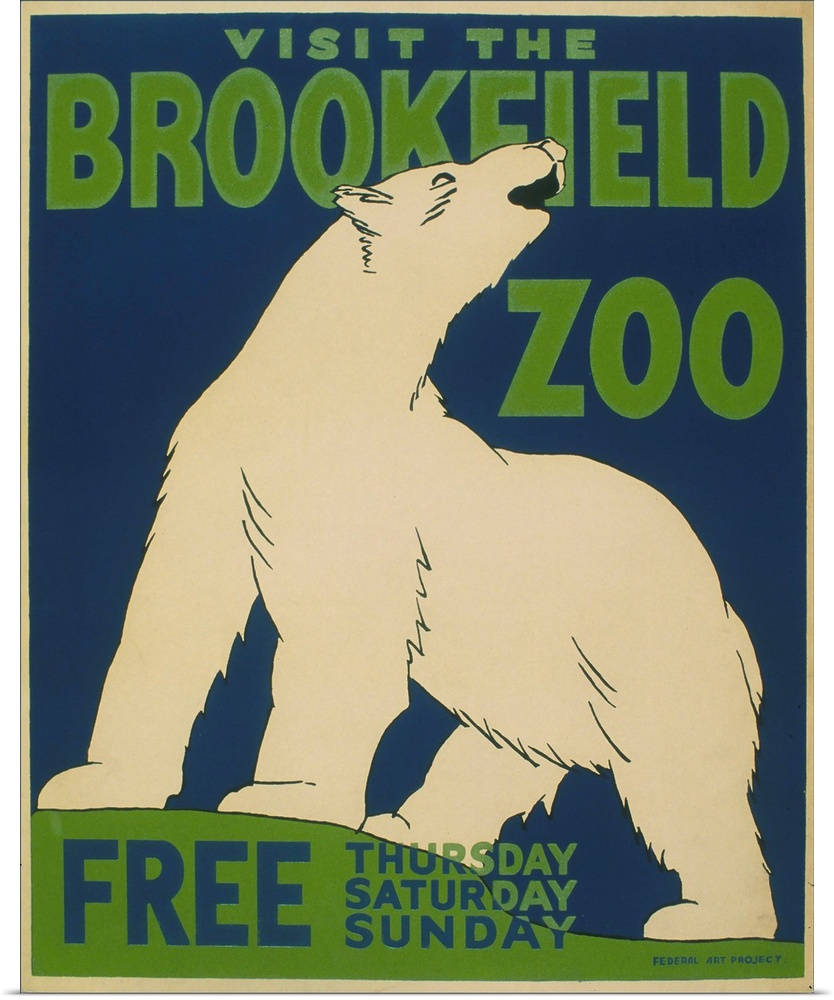 Visit the Brookfield Zoo, free Thursday, Saturday, Sunday. Poster for the Brookfield Zoo announcing days when entrance to ...