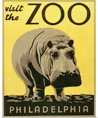 Visit the Zoo, Hippopotamus - WPA Poster