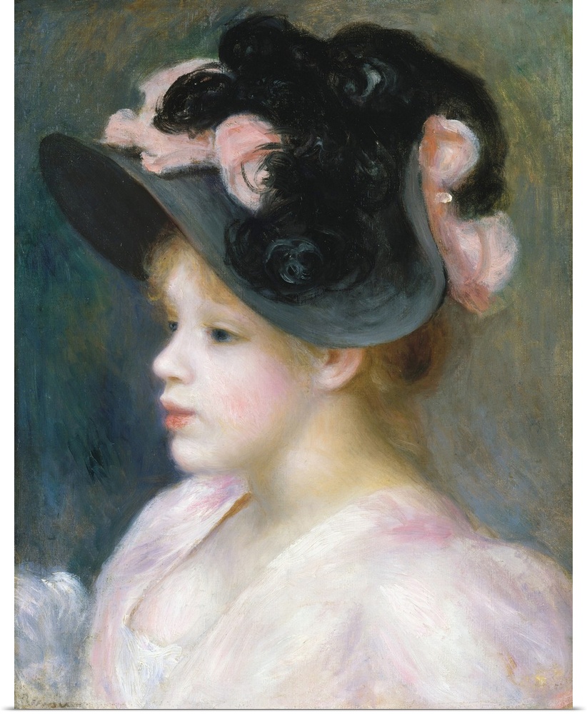 This is one of many paintings that Renoir made in the 1890s of stylish young women in modish hats. He repeated the subject...