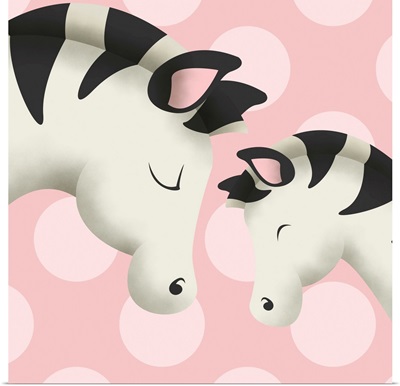 Zebra Mommy and Baby on Pink