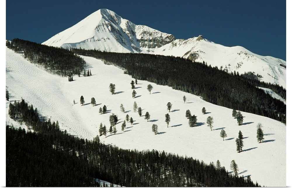 Elevated view of slope at Big Sky Ski Resort.