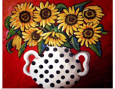 Sunflowers With Black And White Polka Dots