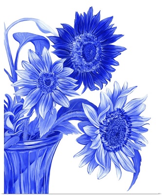 China Sunflowers Blue I