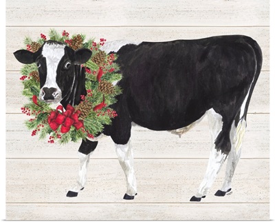 Christmas on the Farm III Cow with Wreath