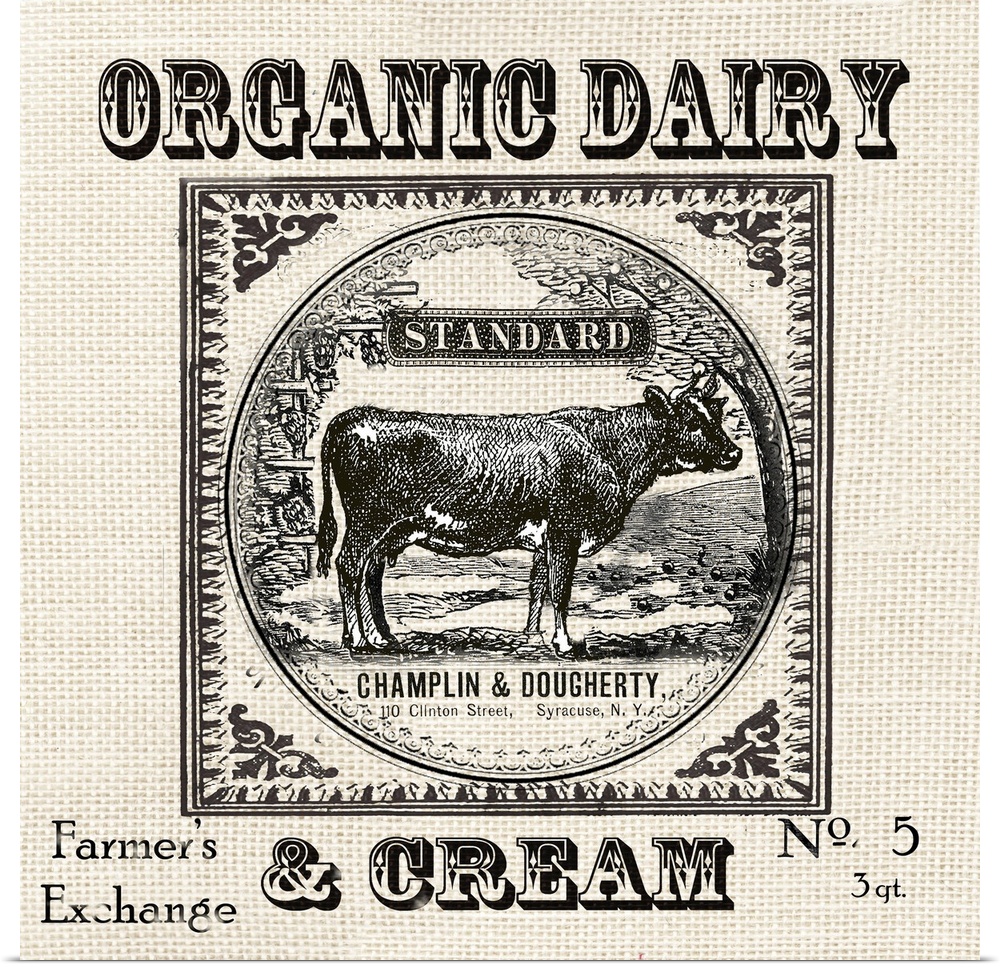 Farmhouse Grain Sack Label Cow