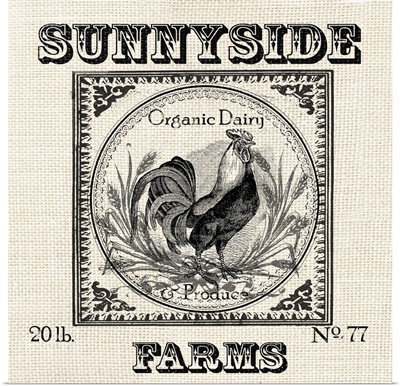 Farmhouse Grain Sack Label Rooster