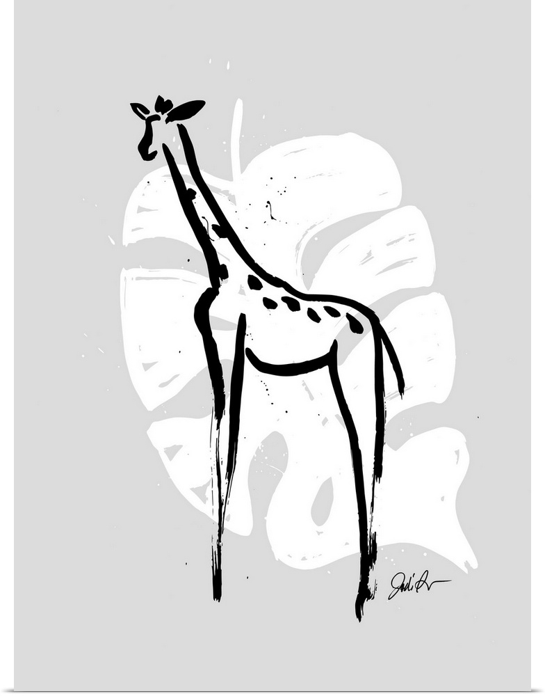 Inked Safari Leaves IV Giraffe 2